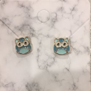 2 for $11: Girls blue owl earrings